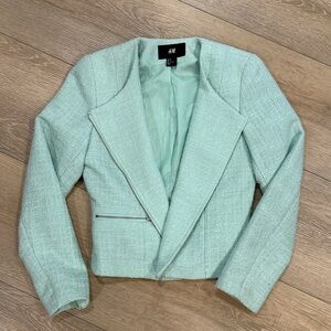 H&M Light Green Women's Cropped Blazer XS size 4